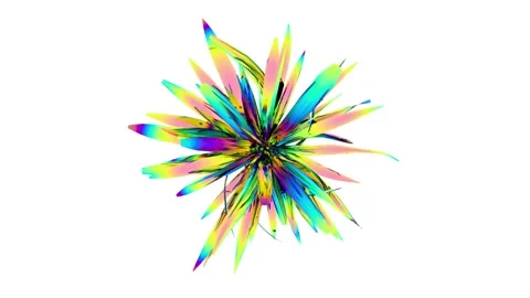 The camera looks down at a beautiful pulsing holographic flower. Seamless loop. Video stock 156226038