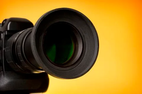 Camera with macro attachment Stock Photos