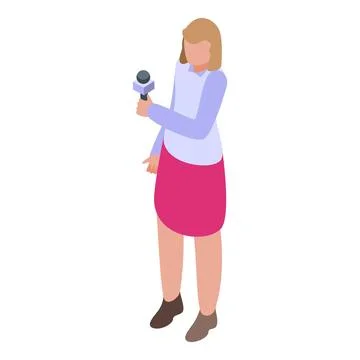 Camera media host icon isometric vector. Director desk Stock Illustration