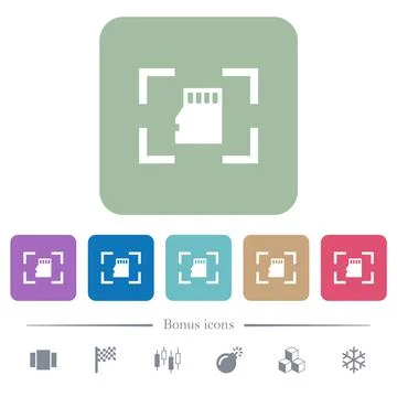 Camera memory card flat icons on color rounded square backgrounds Stock Illustration