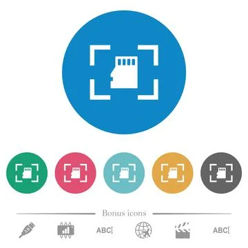 Camera memory card flat round icons Stock Illustration