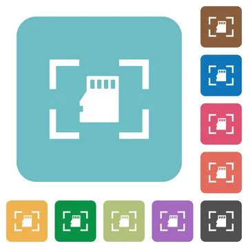 Camera memory card rounded square flat icons Stock Illustration