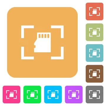 Camera memory card rounded square flat icons Stock Illustration