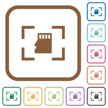 Camera memory card simple icons Stock Illustration