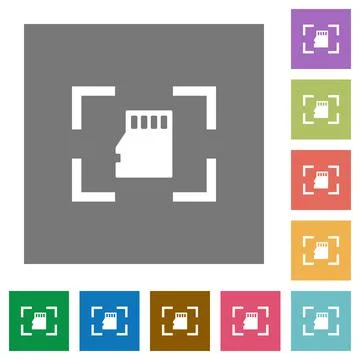 Camera memory card square flat icons Stock Illustration