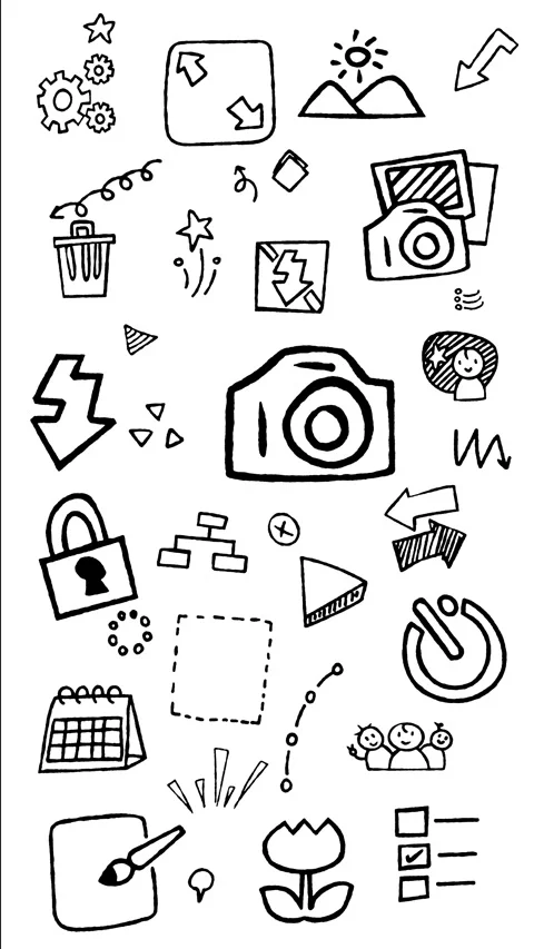 Camera Menu and Photography Line Art Motion Graphic Vertical Stock Footage 344308028