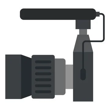 Camera with microphone flat clipart vector illustration Stock Illustration