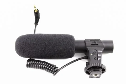 Camera microphone isolated on white background. Stock Photos