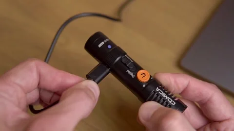 On-camera microphone for video recording of voice and sounds Stock Footage 244517131