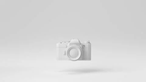 Camera minimal paper idea with white background. 3d render, 3d illustration. Stock Footage 168721264