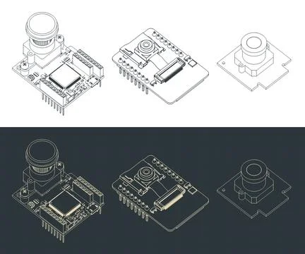 Camera modules blueprints Stock Illustration