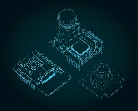 Camera modules drawings Stock Illustration