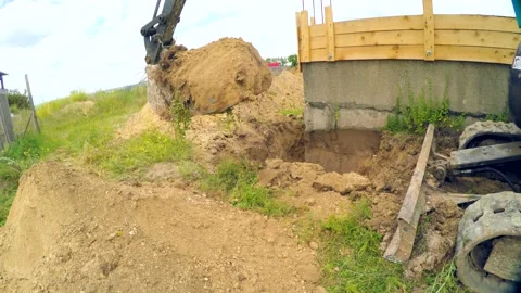 The camera monitors the bucket of the excavator. Video stock 88480356