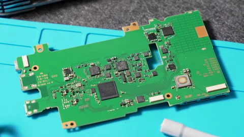Camera motherboard circuit board with electronic components. Stock Footage 336215186