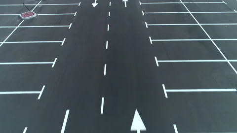 The camera motion above the empty evening parking zone Video stock 138485656