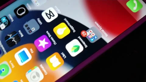 Camera motion on the iphone screen by apple. iphone mobile phone screen. Stock Footage 231501613