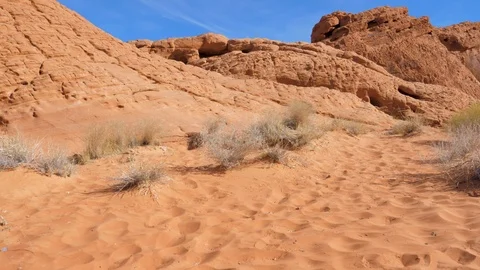 Camera Motion To Red Rock Canyon In The Desert With Sand Stock Footage 90887491