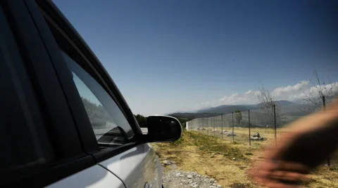 Camera mounted on the car relieves landscape Stockbeeldmateriaal 62403503