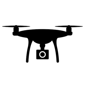 Camera mounted on drone silhouette icon Stock Illustration