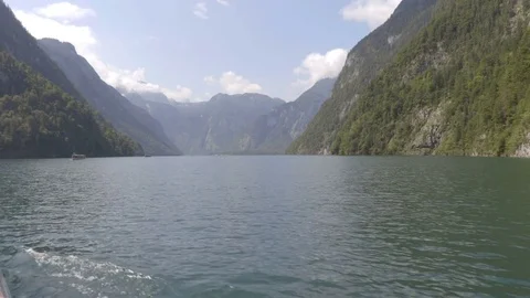 Camera move from the boat with the view from the middle of the lake Stock Footage 82286081