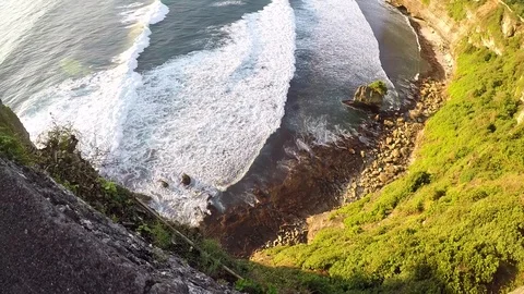 Camera move up, breathtaking view at sunset on the ocean Stock Footage 88110887