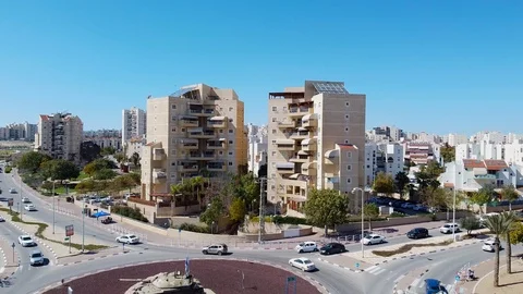 Camera move down on crossroad with monument of tank Stock Footage 125479282