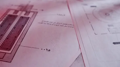 Camera move floating over secret classified looking documents in Arabic 스톡 동영상 313635545