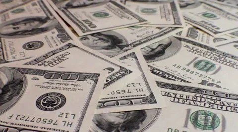 Camera move on the many american dollars banknotes Stock Footage 50408683
