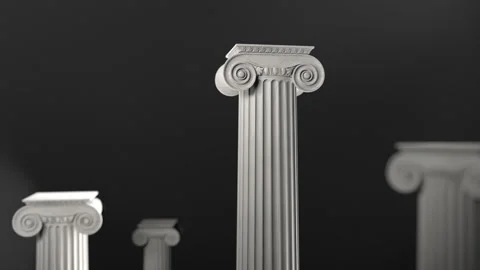 Camera move through ancient greek Ionic column order.Alpha channel Stock Footage 108277192