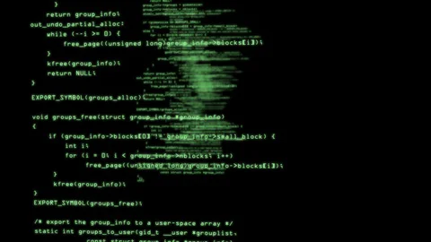 Camera move through pieces of software source code. Computer program code in Stock Footage 115447726