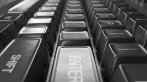 Camera movement along the keyboard. Tech screensaver. Working on the computer. Stock Footage 314747544
