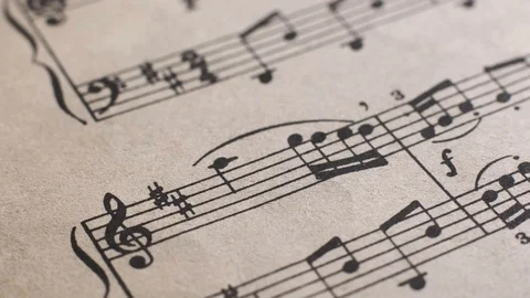Camera movement along a musical notepad, close up, macro view, slider moving 動画素材 126862779