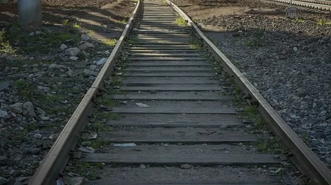 Camera movement along the old railroad tracks Stock Footage 55806152