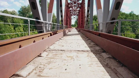 Camera movement along the railroad track Stock Footage 247328131
