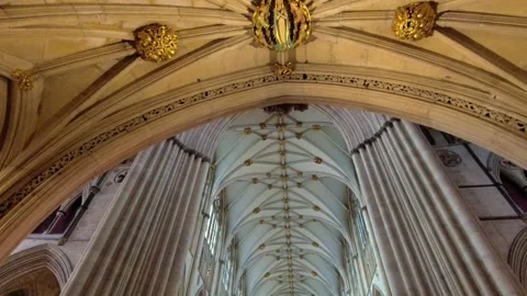 Camera movement from the arch then to the center of york minster in york, uk Stock Footage 248702762