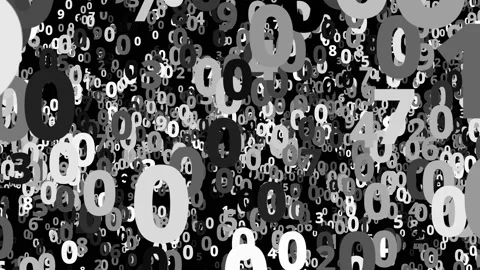 Camera movement between 3d digits. Moving digital neural network. Random large Stock Footage 152845551