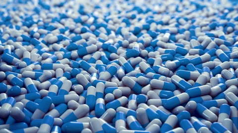 Camera Movement on Blue White Pills, 3d Animation 4k Vidéo 64075721