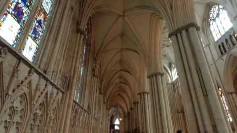 Camera movement from the ceiling of the cathedral york minster Stock Footage 248626180