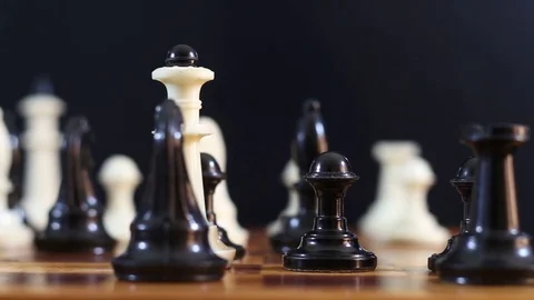 Camera movement on the figures on the chessboard Stock Footage 77279312
