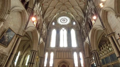 Camera movement from floor to ceiling york minster in york, uk Stock Footage 248702115