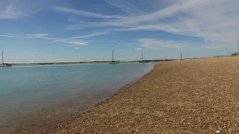 Camera movement forward on Mersea Island beach Stock Footage 146695889