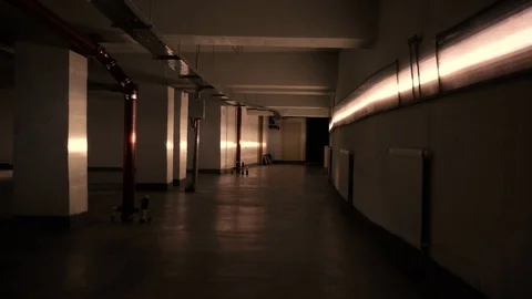 Camera movement forward in the technical room at sunset Stock Footage 91586331