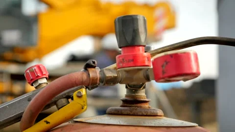 Camera movement, gas cylinder, construction site Stock Footage 142494330