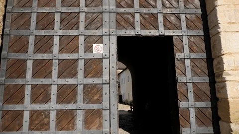Camera movement from the gate tower of the old Khotyn Fortress Stock Footage 85992071