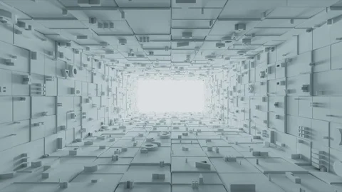 Camera Movement Inside Abstract Futuristic Tunnel, 3d Animation 4k Video stock 76776283