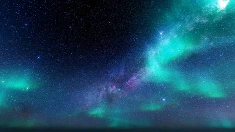 Camera movement on it at night with northern lights Stock Footage 121171783