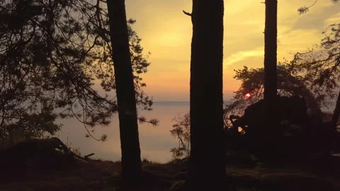 Camera movement over the lake shore from left to right. Incredibly beautiful Stock Footage 140103387