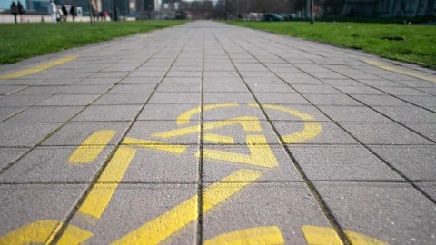 Camera movement over the path paved with square tiles framed Stock Footage 89498472