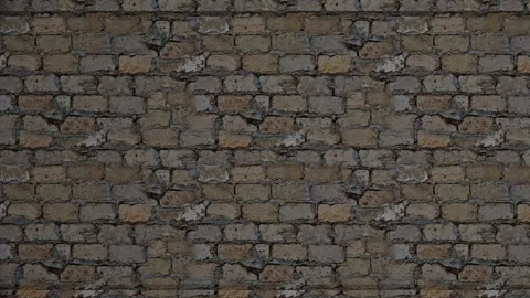 Camera movement to the right along the wall of gray concrete blocks. stylized an Stock Footage 301170656