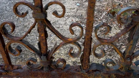 Camera movement of a rusty gate with a pattern by the sea Vidéo 89957700